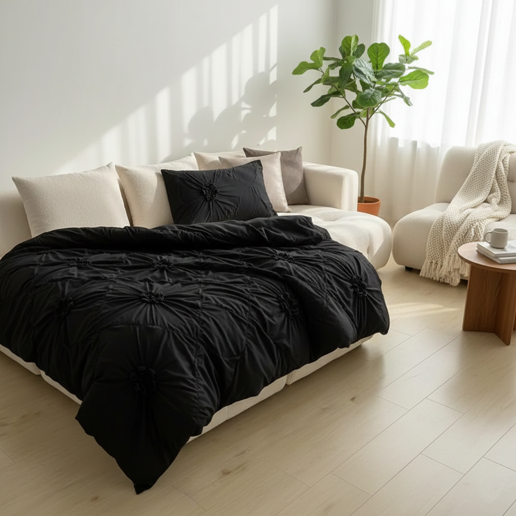 Ruffle Flower Cover | Bedding Quilt Set