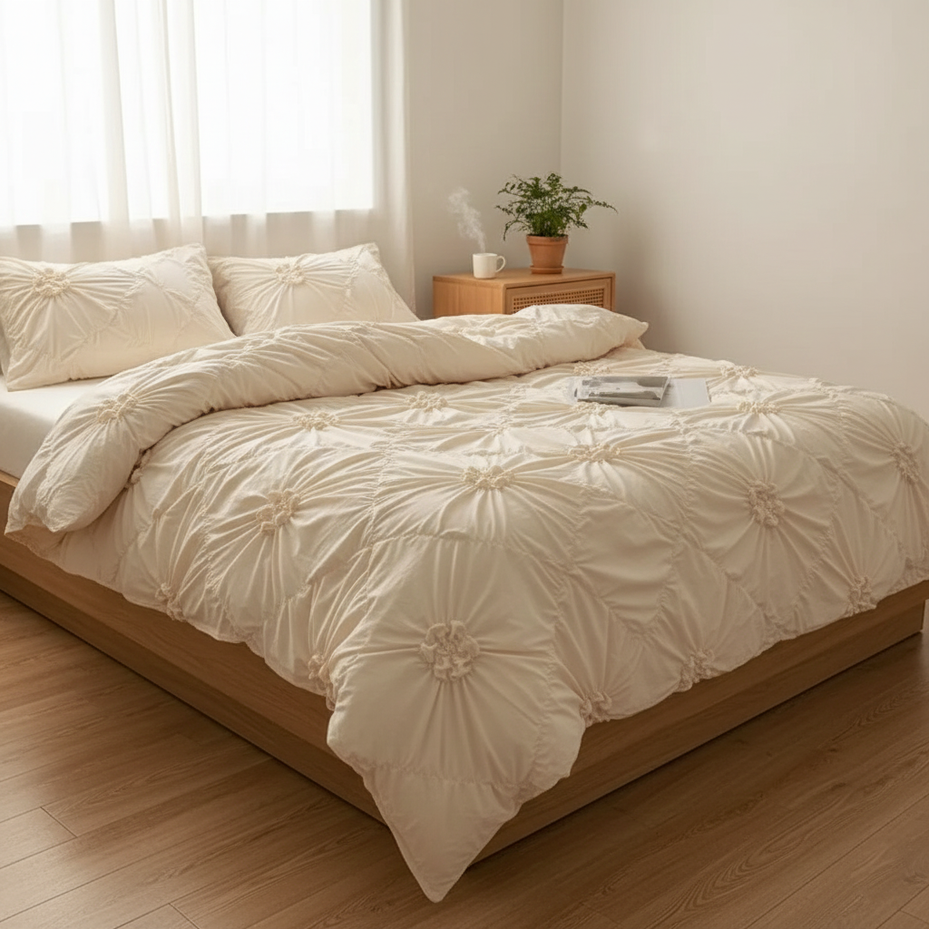 Ruffle Flower Cover | Bedding Quilt Set